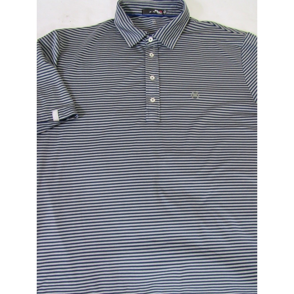 RLX Ralph‎ Lauren Gray Stripes Sz XL/TTG Performance Polyester Polo Golf Shirt